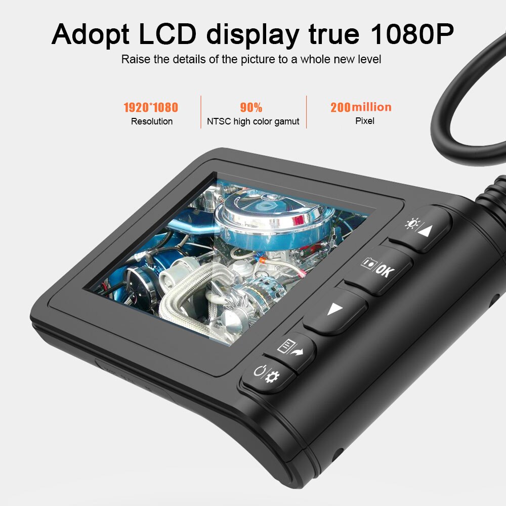 TACKLIFE 8LED Digital Endoscope Camera 1m 3m 5m 10m LCD Black Borescope Hand-held Industrial 4.3 inch 1080P Screen Endoscope