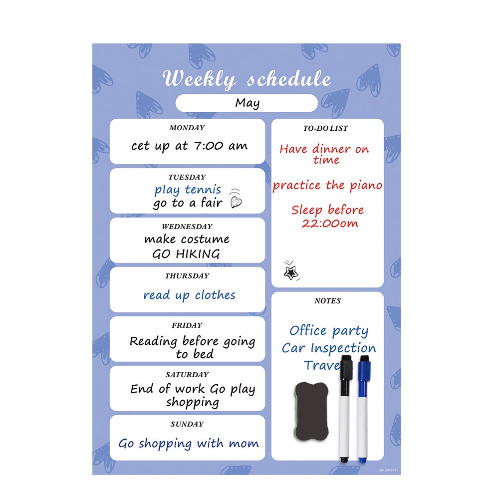 Terminarz tygodniowy tablica magnetyczna kalendarz magnesy na lodówkę rodzina posiłek planista wiadomość z przypomnieniem notatnik szkolne materiały biurowe: 3042JHB031CC00