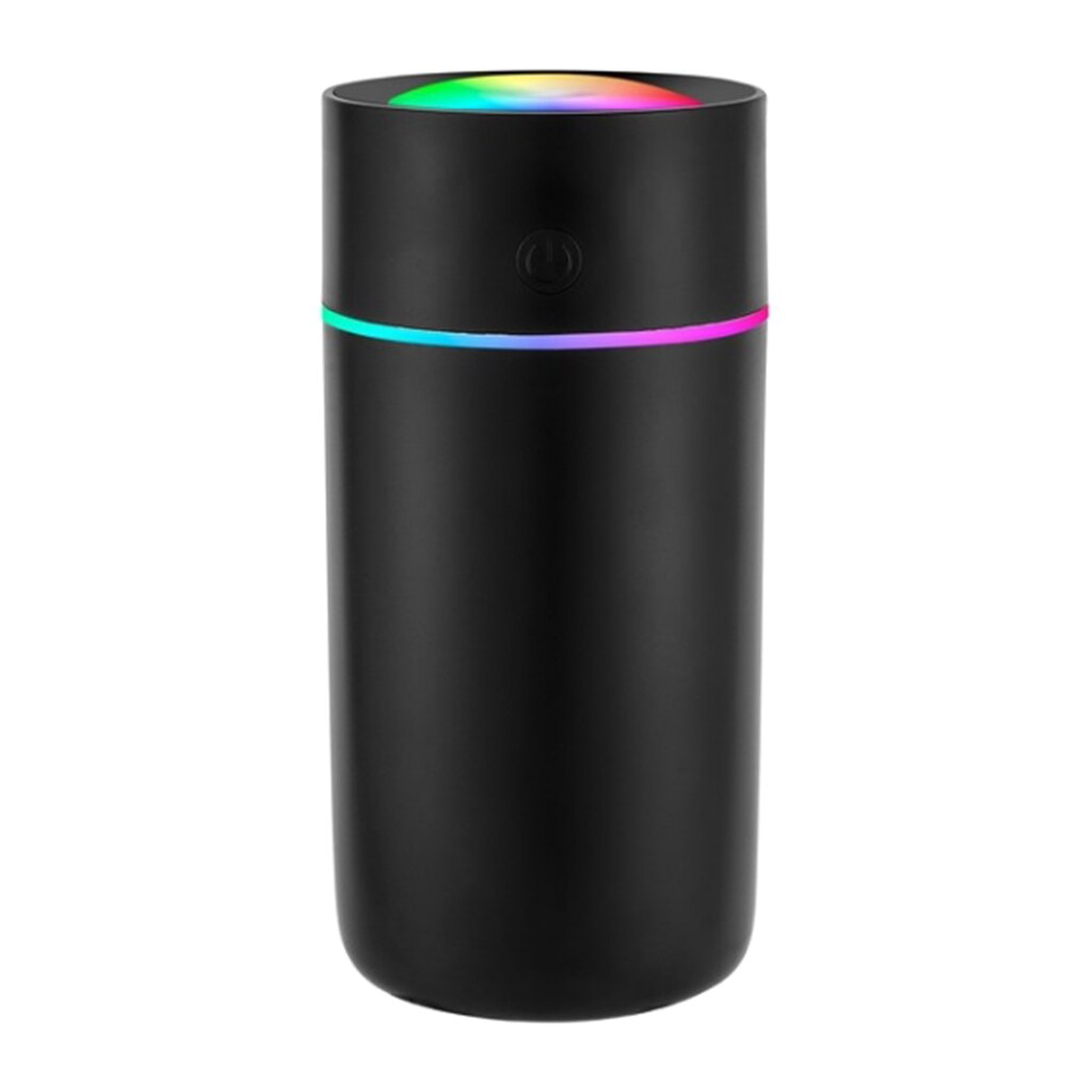 Mini Ultrasonic Air Humidifier Car Home Aroma Essential Oil Diffuser Air Purifier Colorful Light 320ML Desktop Mist Maker: Black