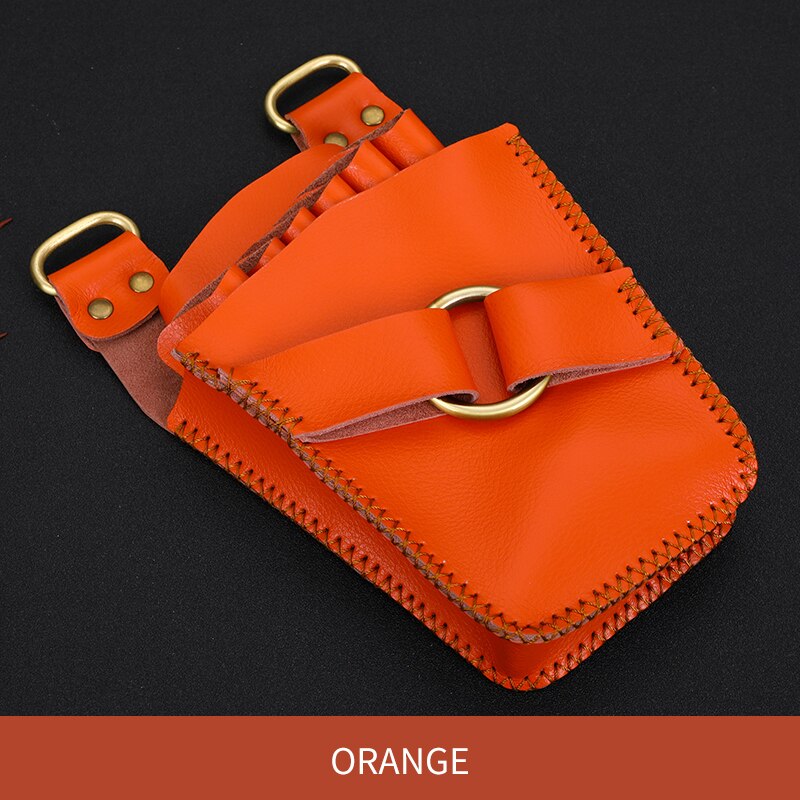 Fenice - étui de rangement en cuir pour ciseaux de barbier, étui de rangement pour ciseaux de coiffure, sac à clips avec ceinture à bandoulière, sac à ciseaux pour animaux de compagnie: Orange