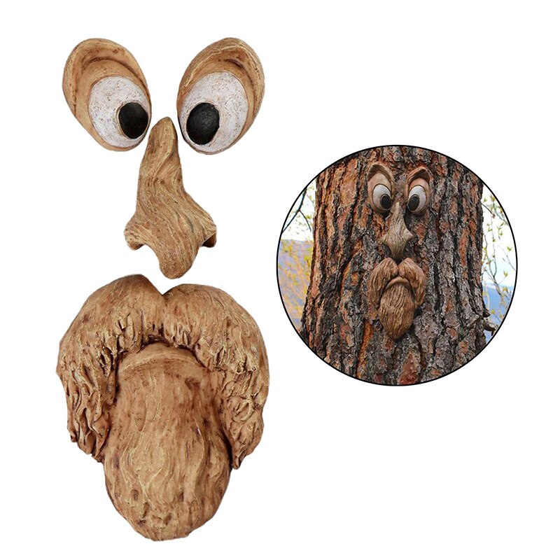 DIY Lustige Rinde Holz Ornamente Alte Männer Augen Nase Mund DIY Dekoration Auf Baum für Foto Requisiten Heimat Garten Hof liefert: A