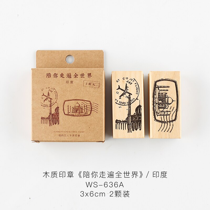 Tampons de voyage Vintage, tampons de voyage dans le monde, tampons en caoutchouc, tampons en bois, tampons standard, pour papeterie scrapbooking, DIY bricolage, 2 pièces/ensemble: 10