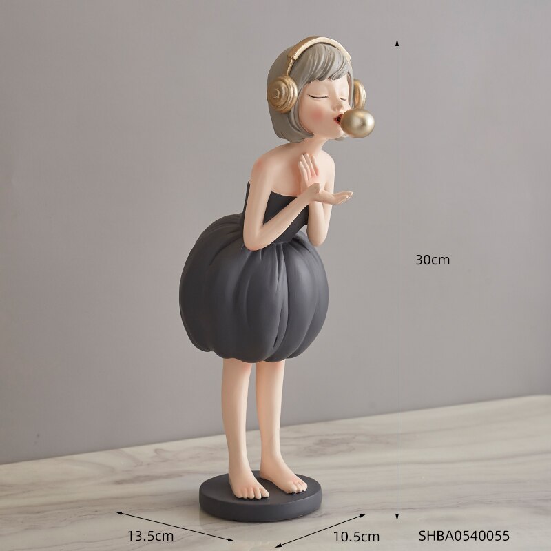 Nordic Sweet Dreamy Bubble Girl Sculpture Storage Lipstick Fruit State Living Room Decoration Bedroom Decor Accessories: Bubble-gray