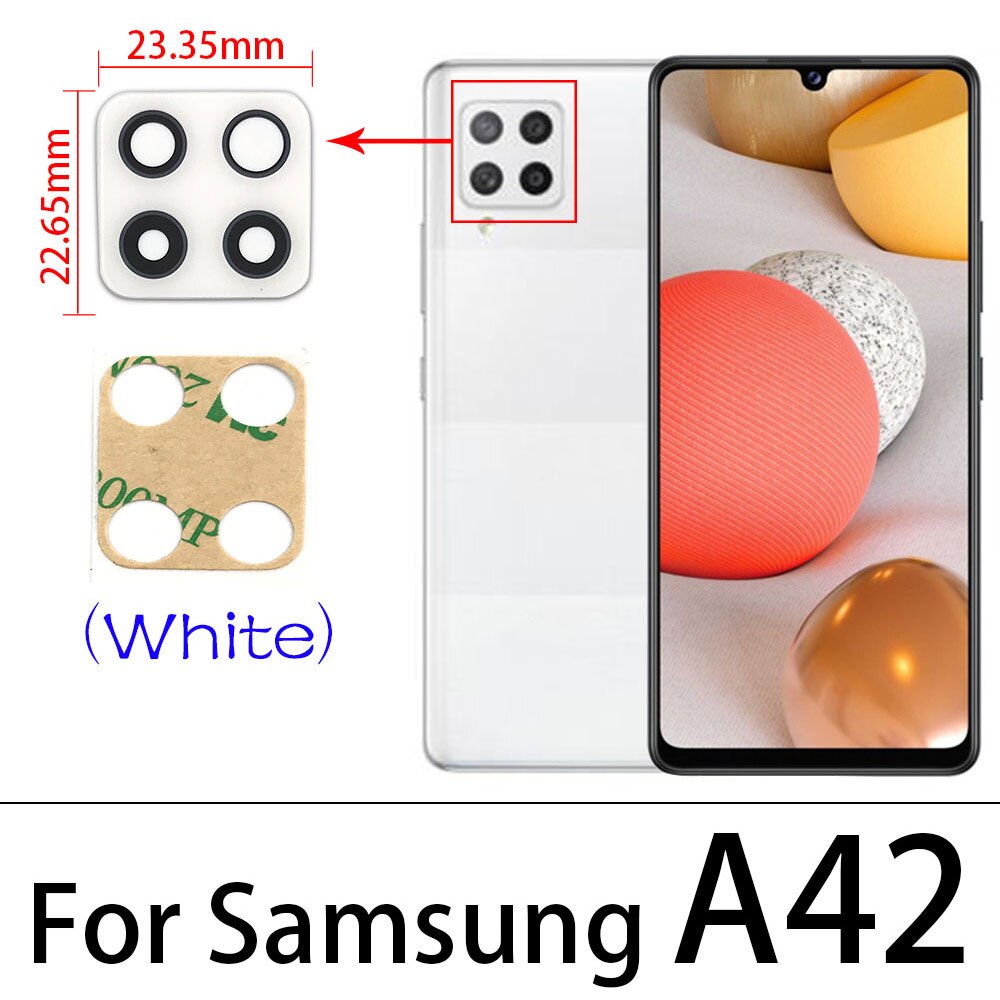 2 sztuk obiektyw szklany obiektyw do Samsung A01 A11 A21 A21S A31 A41 A51 A71 A12 A31S A42 A32 A52 A72 z powrotem do aparatu wymiana narzędzia: A42 White