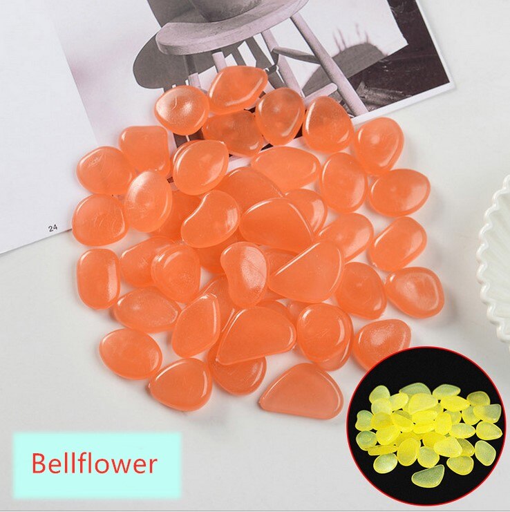 Pedras coloridas que brilham no escuro, pedrinhas luminosas para decoração de jardim, áreas externas, aquários, pedrinhas para decoração, 50 peças: Bellflower
