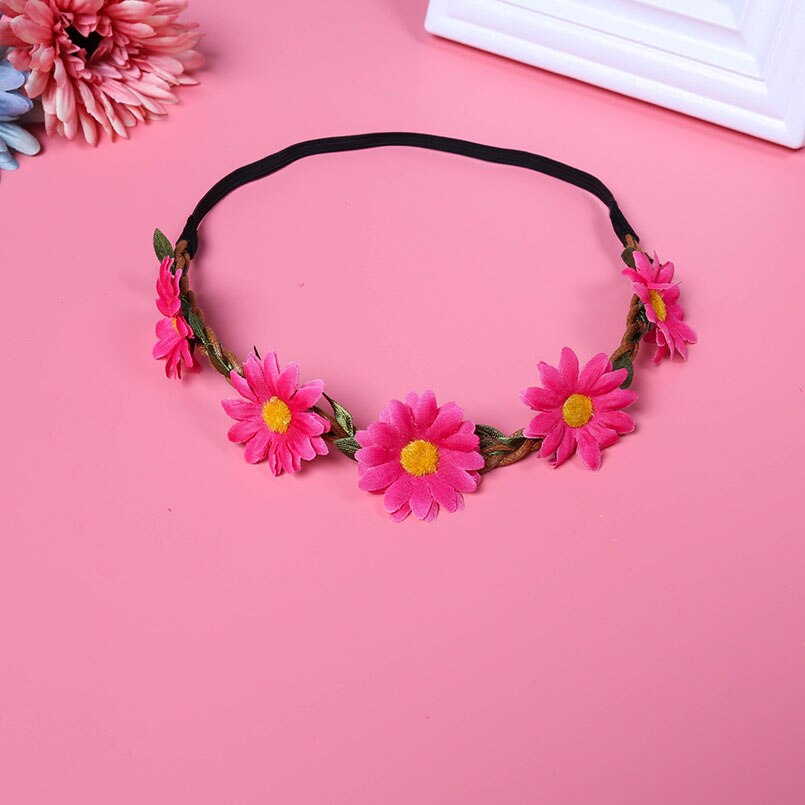 Meisjes Bloemenslingers Krans Bohemian Wijnstok Verstelbare Bruiloft Garen Guirlande Zoete Haarbanden Accessoires Voor Beach Mermaid Swim: A55 Rose Red