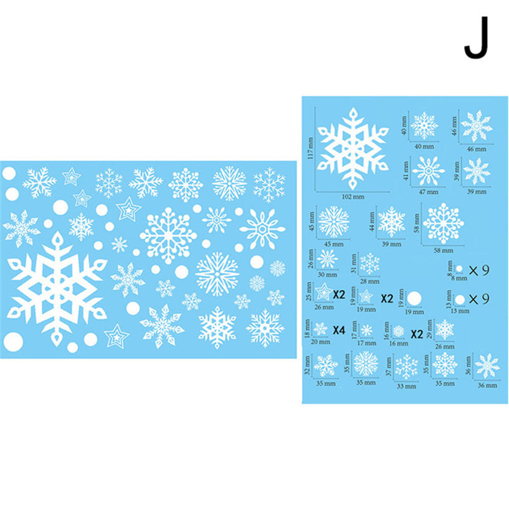 Plastic White Christmas Snowflakes Window Stickers Reusable Self-adhesive Home Decorations Winter Wall Decals for Kid's Room: J