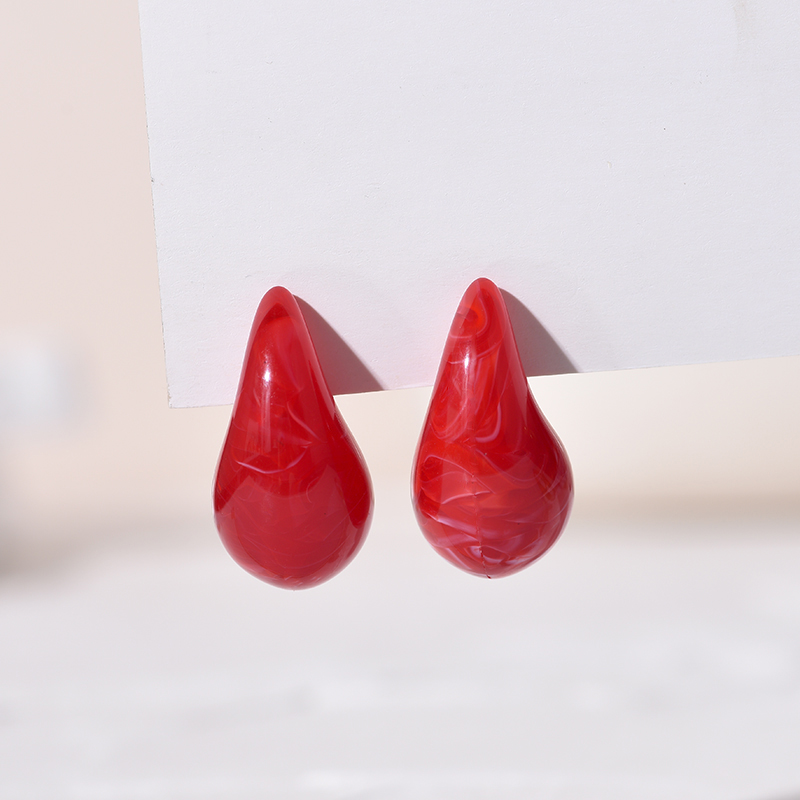 Pendientes grandes con forma de lágrima para Mujer y niña, aretes gruesos de acrílico con forma de gota de agua, color azul, negro, naranja y rojo, 2024: Plata antigua plateada