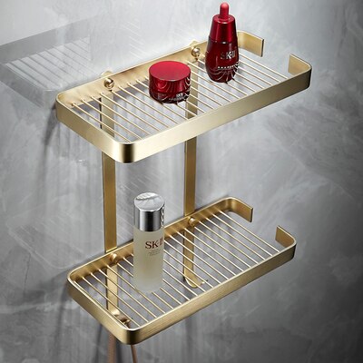 Bathroom Accessories Set Solid Brass Towel Bar/Rack Tissue Rack Toilet Brush Holder Corner Shelves Bath Hardware Brushed gold