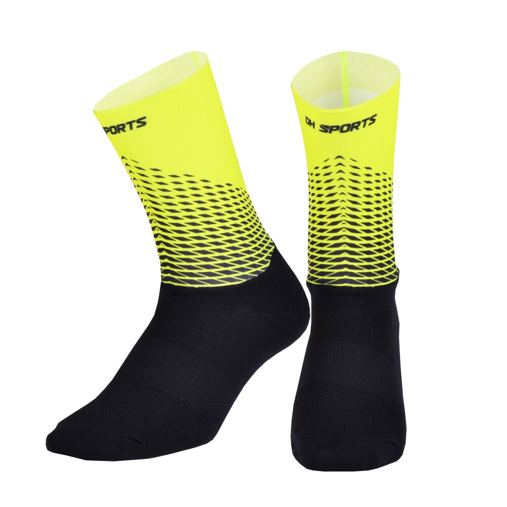 Upgraded Anti Slip Cycling Socks Men Women Mountain Bike Road Bicycle Socks Compression Outdoor Running Sport Sock: Green / S ( EU 35-39 )