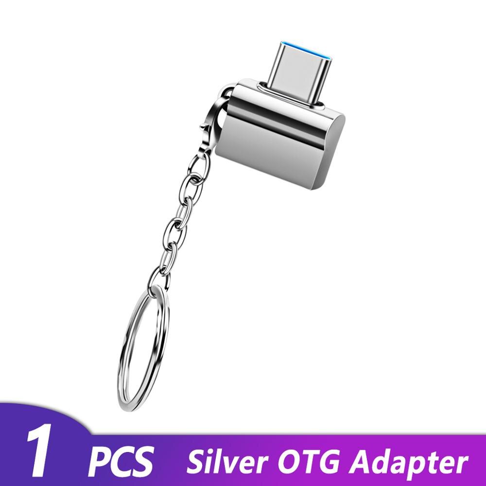 Otg Type C Adapter Usb Naar Type-C Converter Voor Mobiele Telefoon Tablet Draagbare Usb C 2.0 Plug Lading data Schijf Connector: Silver Type C Plug