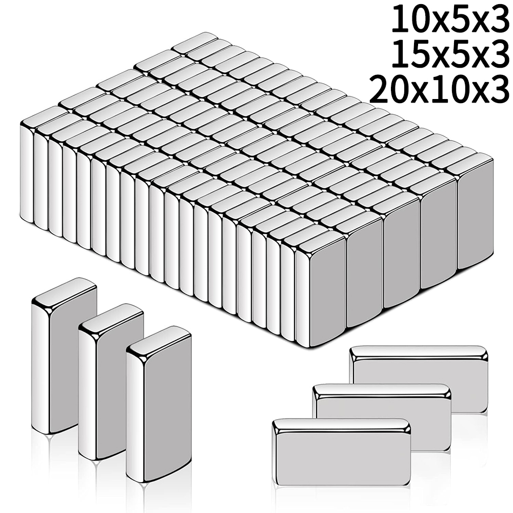 20-100 Stuks Super Sterke Neodymium Imanes 10/15/20mm X 5/10mm X 3mm N35 NdFeB Blok Imanes Vierkante Magneten Koelkast Stickers