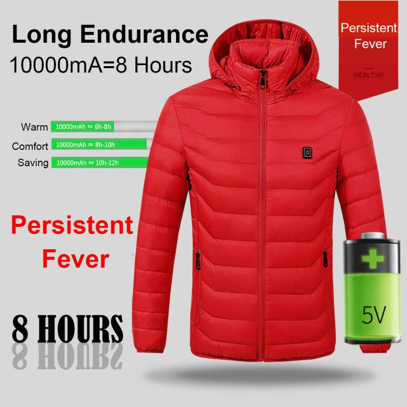 USB Electric Heating Coat Jacket Back Belly Intelligent Heated Cotton Winter Outdoor Hiking Skiing Snowboarding Women Men