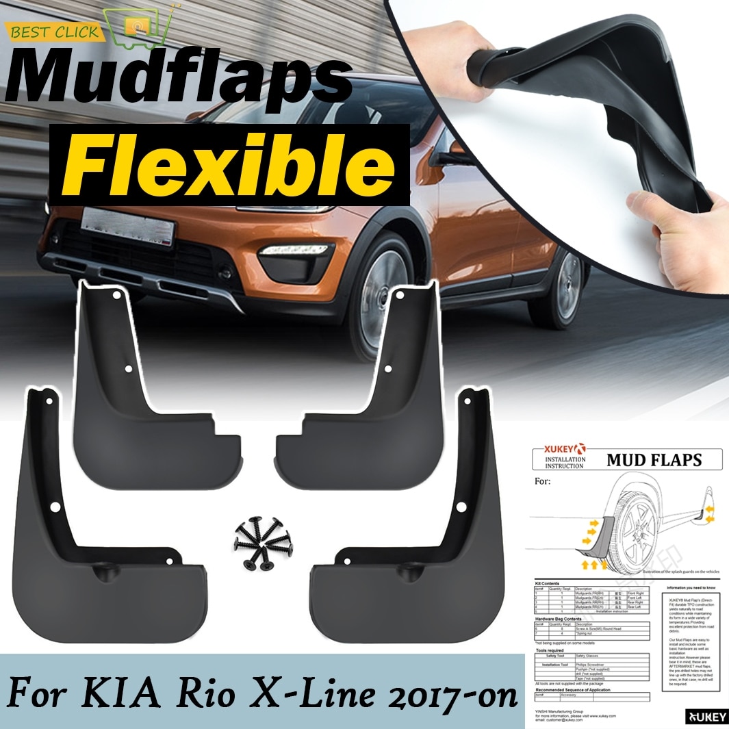 Set Molded Mud Flaps For KIA Rio XLine KX Cross on Mudflaps Splash