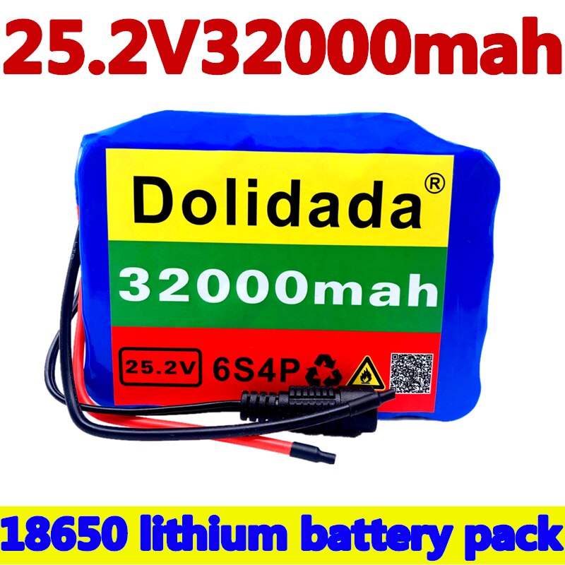 6s4p 24V 32Ah 18650 Battery Lithium Battery 25.2v 32000mAh Electric Bicycle Moped /Electric/Li ion Battery Pack with pack BMS