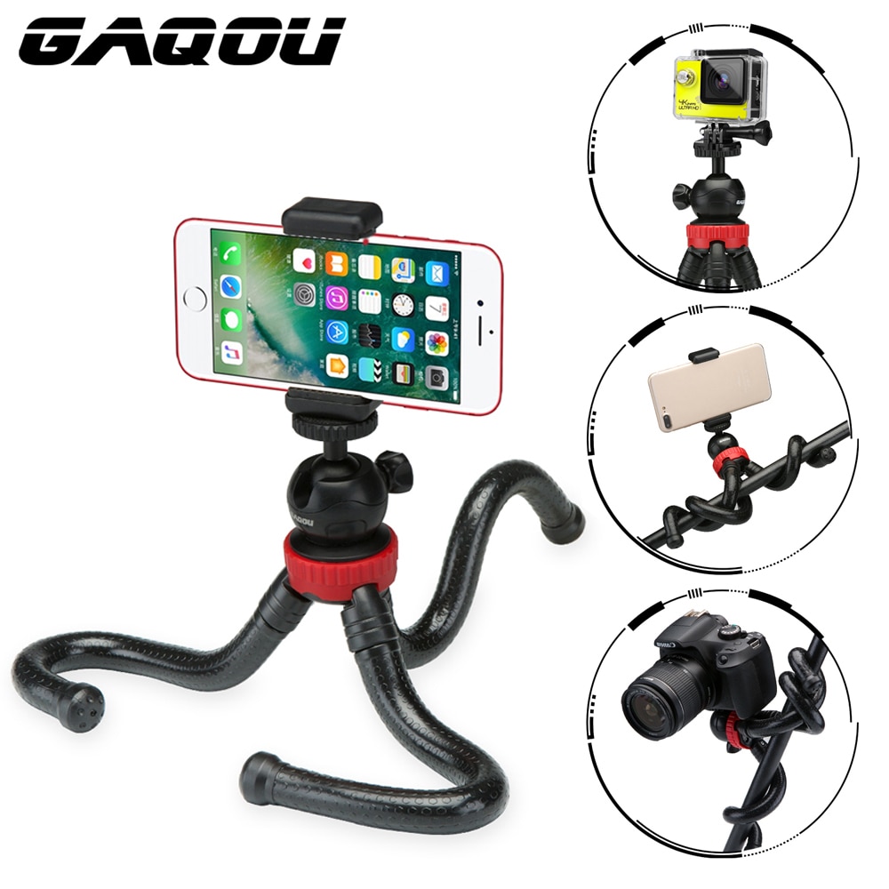 GAQOU Travel Flexible Octopus Mobile Phone Tripod With Holder Adapter for iPhone DSLR Digital Camera Nikon Gopro Mini Gorillapod