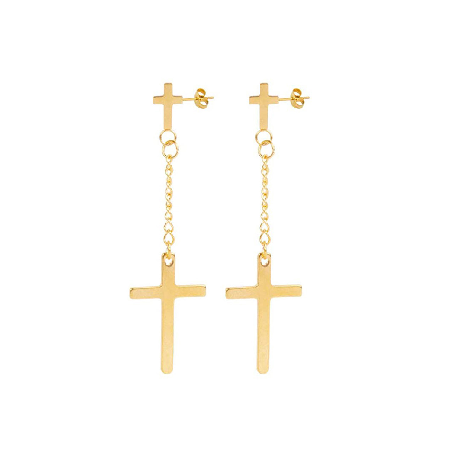 WKOUD-pendientes de aro con forma de cruz para hombre y mujer, joyería colgante, Color dorado, minimalista, delicado: Cobalto violeta