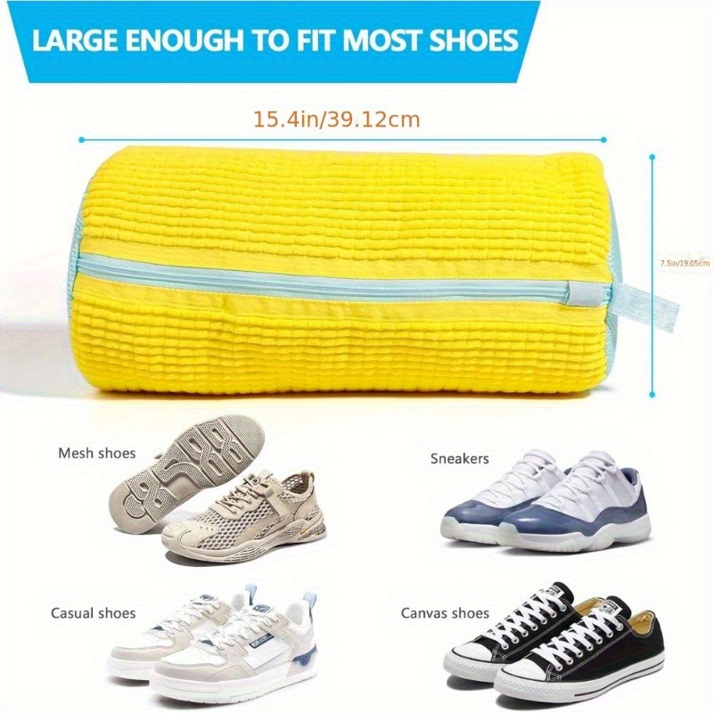 Durable Shoe Washing Machine Bag All Shoe Types Oval Protective Laundry Bag Rich Fluff Interior Minimize Noise Anti Deformation