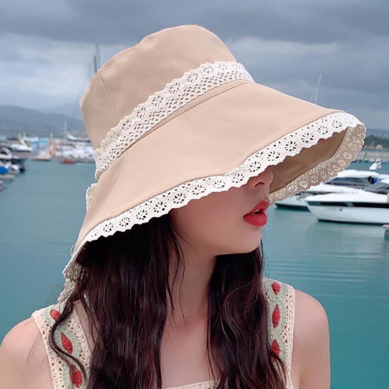 Zomer Vrouwen Vouw Kant Mode Outdoor Zonnescherm Hoed Bekken Hoed Visser Hoed Strand Ademende Zonnebrandcrème Hoed