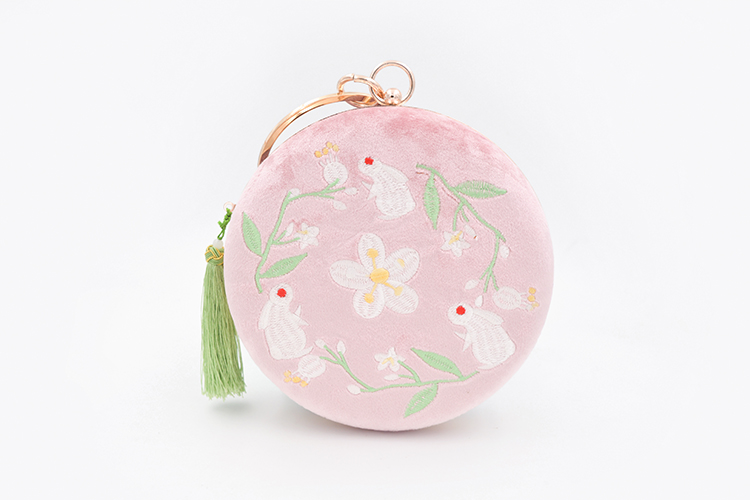 Angelatracy bordado Floral fresco marco de Metal hecho a mano Animal señora borla muñeca Crossbody hombro Circular bolsa