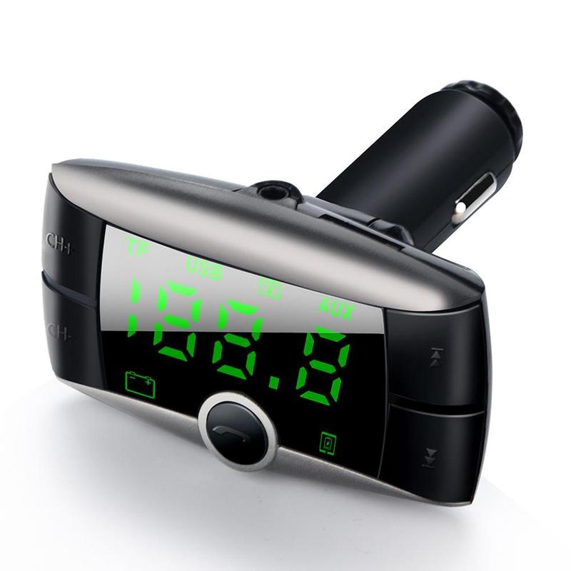 1pcs Car Mp3 Player Wireless Bluetooth Fm Transmitter Modulator Handsfree Car Kit Mp3 Player Dual Usb Charger Large Screen