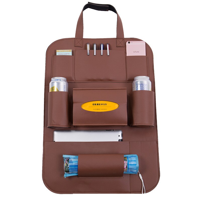 Sunveno Auto Achterbank Organisator Auto Seat Organizer Achterbank Opbergtas, Touch Screen, tablet Houder Te Organiseren Ipad Flessen: Mocha Brown
