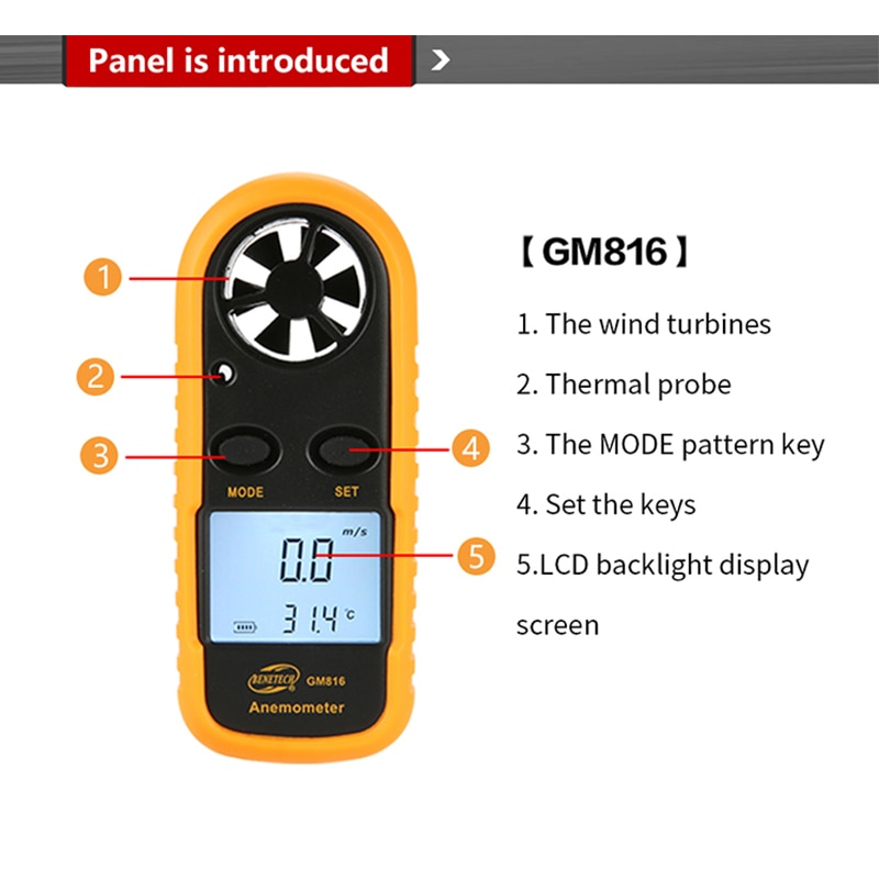 Digital Tachometer Windsurf Response Wind Speed Meter Velocimeter Anemometer Air Chronograph Speed Measuring Instruments Gauge