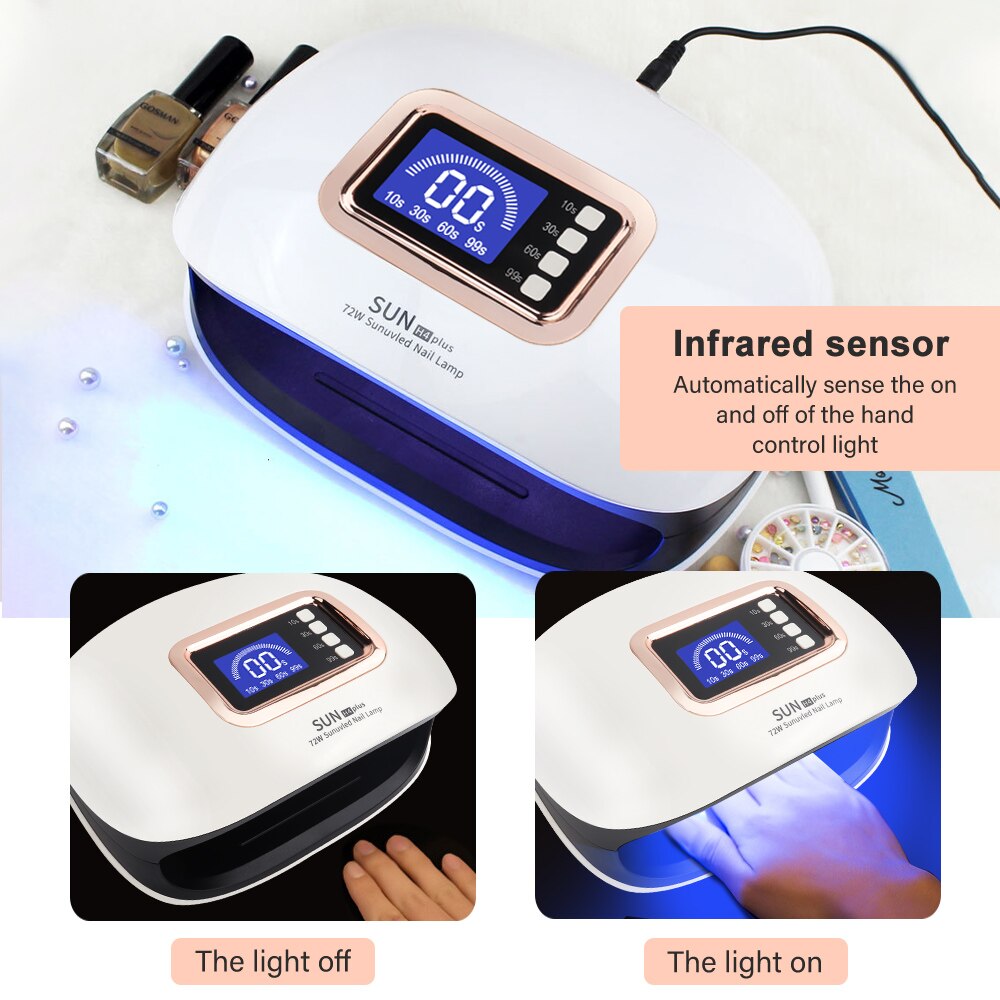 SUN H4 Plus Max 72W Lampe LED Sèche-Ongles Lampe UV 36 LED Gel Vernis à Durcissement Rapide Lampe de Séchage des Ongles pour Manucure Professionnelle Ongles Machine Équipement Outils Ensemble pour Salon