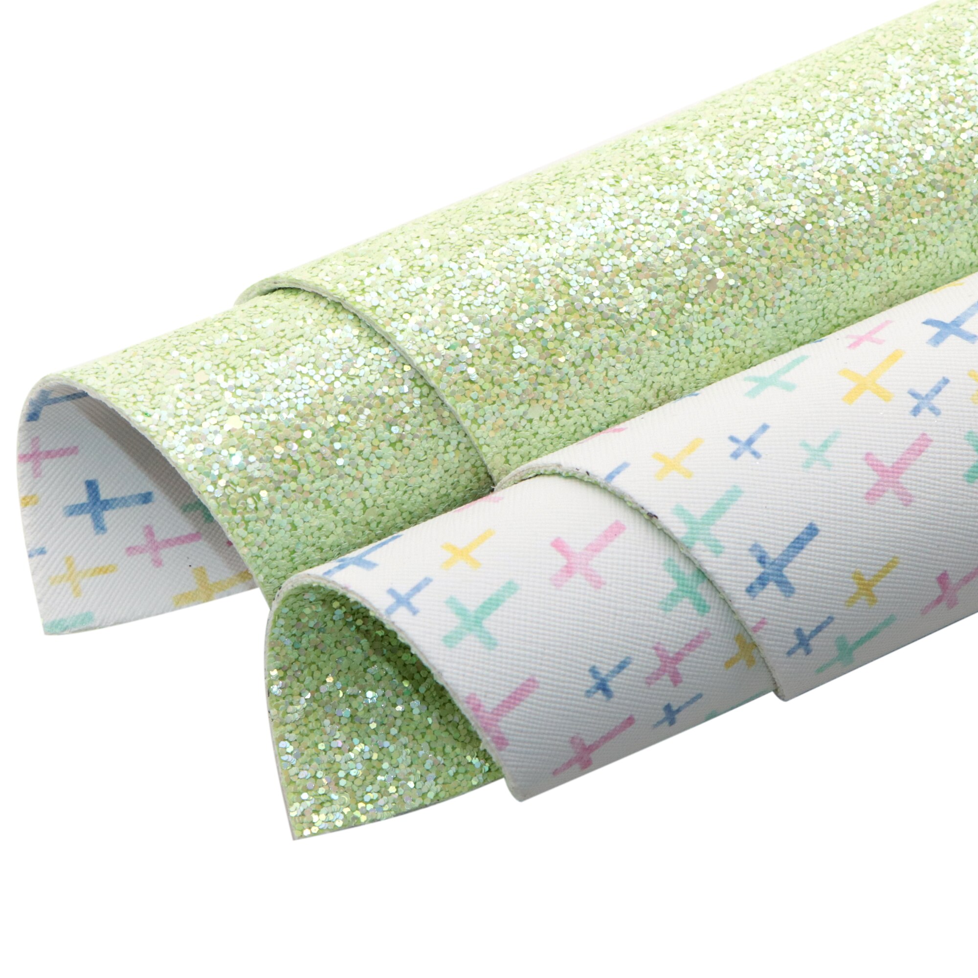 Double Sided Faux Leather Sheets Love Rabbit Plaid Printed Synthetic Leather Fabric for Easter Valentine's St. Patrick's Day: 1124510001