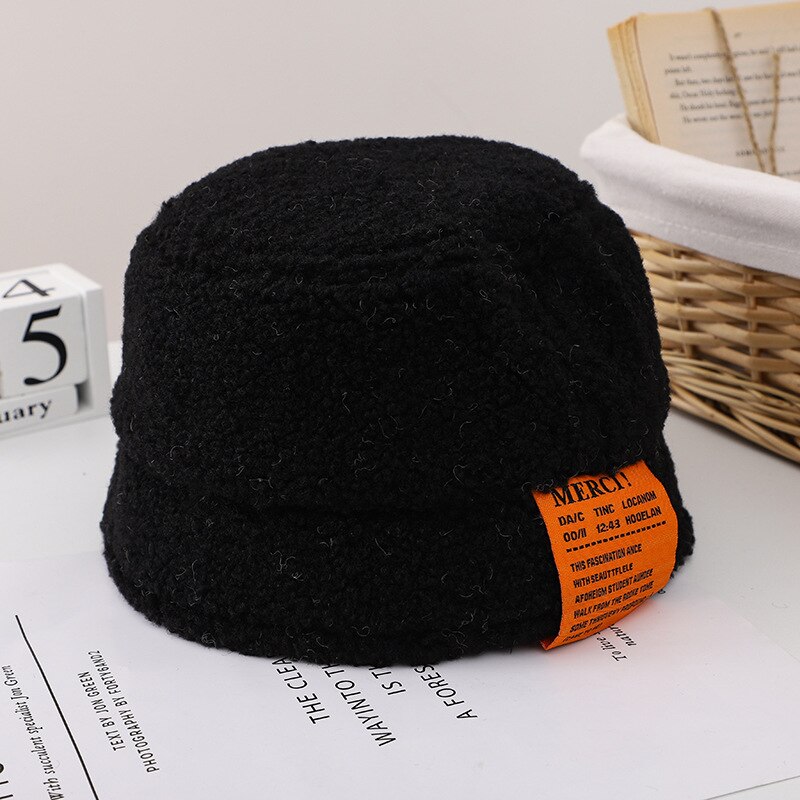Barnas vinterdukmerke til å holde varmen servantlokk japansk brev lam ullbøttehatt låve vinter smålåve takrenne jenter hattemaker: Svart
