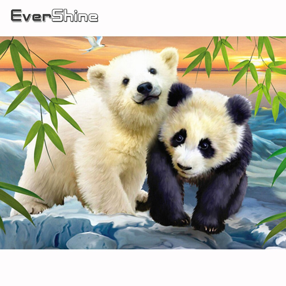Evershine – Kit de peinture de diamants, broderie complète d'animaux, motif Panda, carré, point de croix, mosaïque, strass, Art artisanal