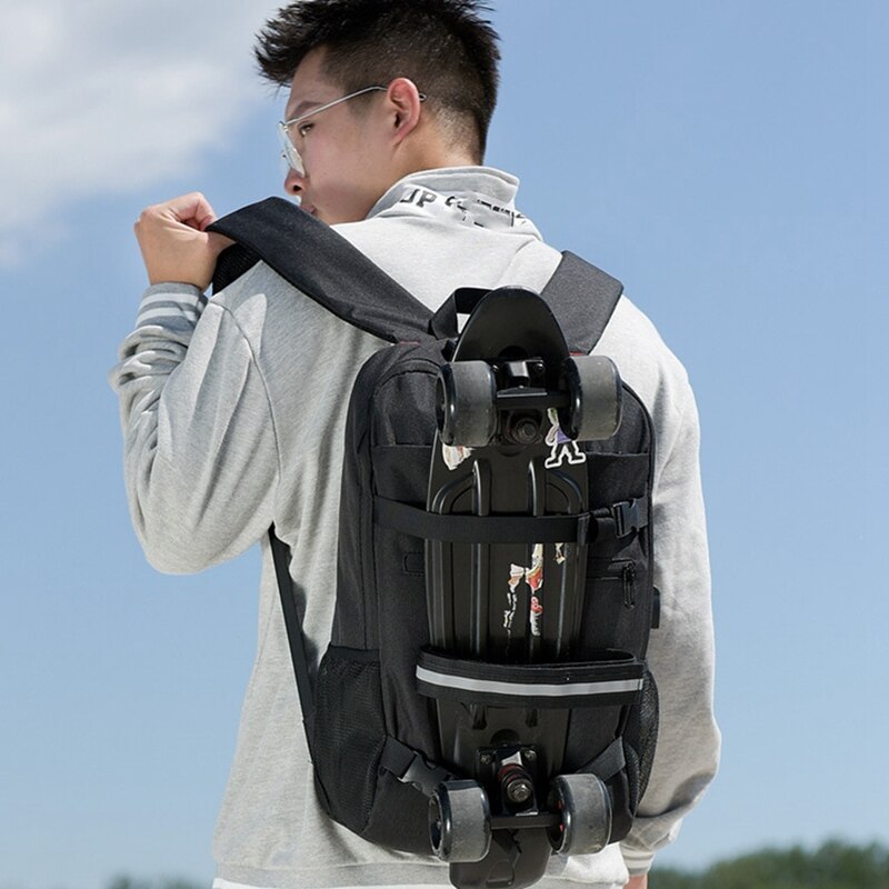 Sac à dos de Skateboard antivol avec verrouillage par mot de passe, chargeur USB, à bandoulière pour voyage, loisirs, ordinateur, Longboard