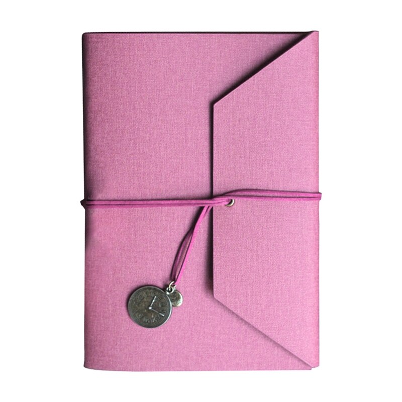 PU Leather Cover Loose-leaf Tri-fold Notebook A5 Travel Handbook for Dairy Travel Office A9LC: Pink