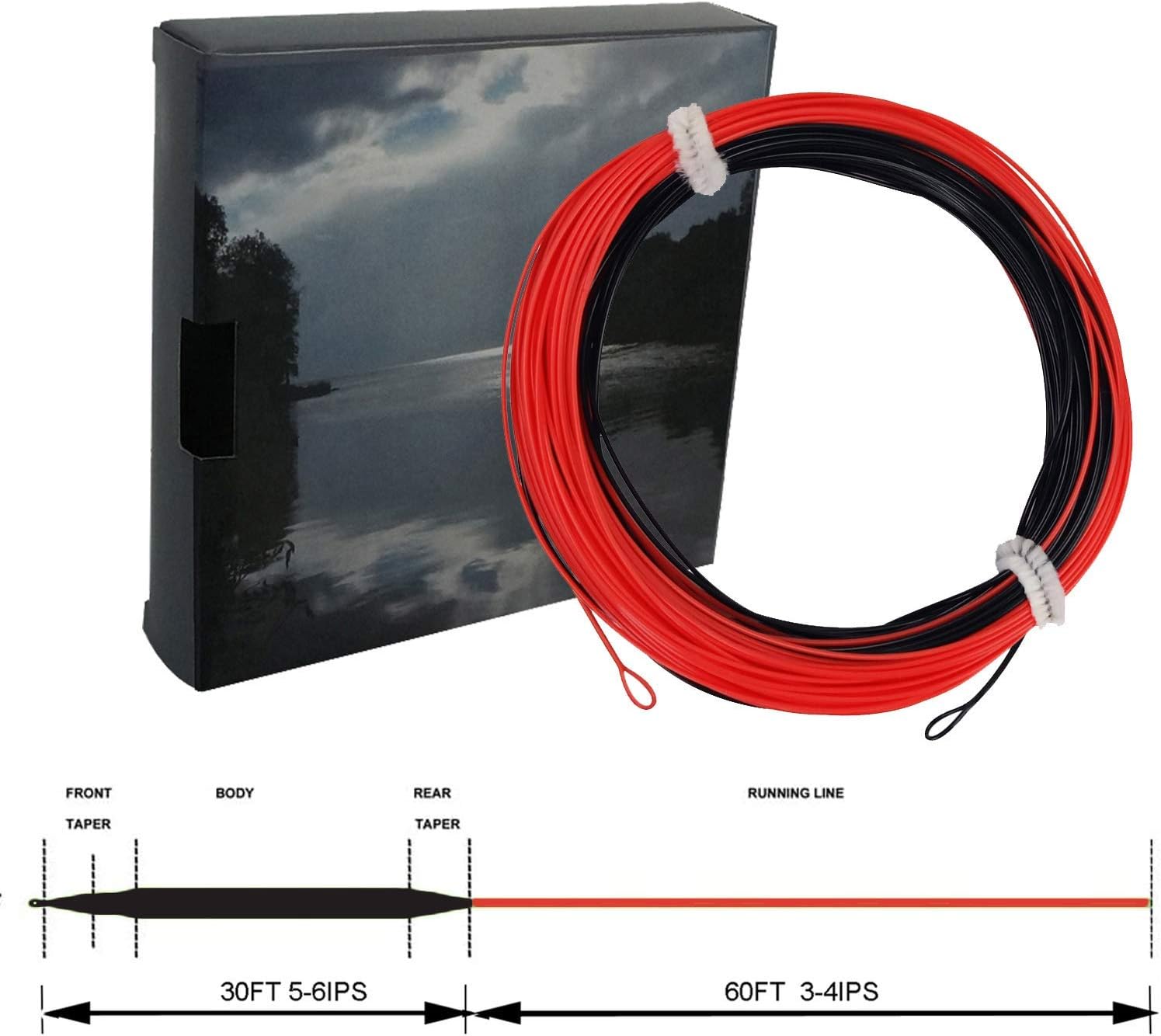 Aventik 100FT Sinking Tip Floating Line Fly Fishing Line 3-6 IPS WF4-8F/FS with 2pcs Welded Loop with Braided Core