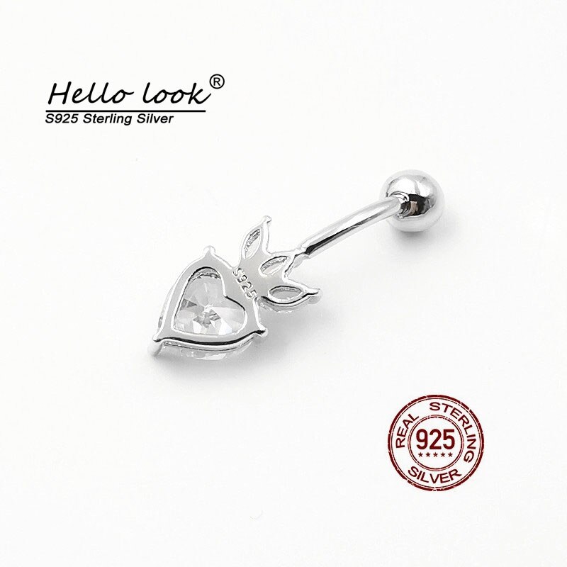 HelloLook modisch Nabel durchbohren für Frauen 925 Sterling Silber Bauchnabel Ringe Großen Zirkon Anti-allergie Körper durchbohren Schmuck