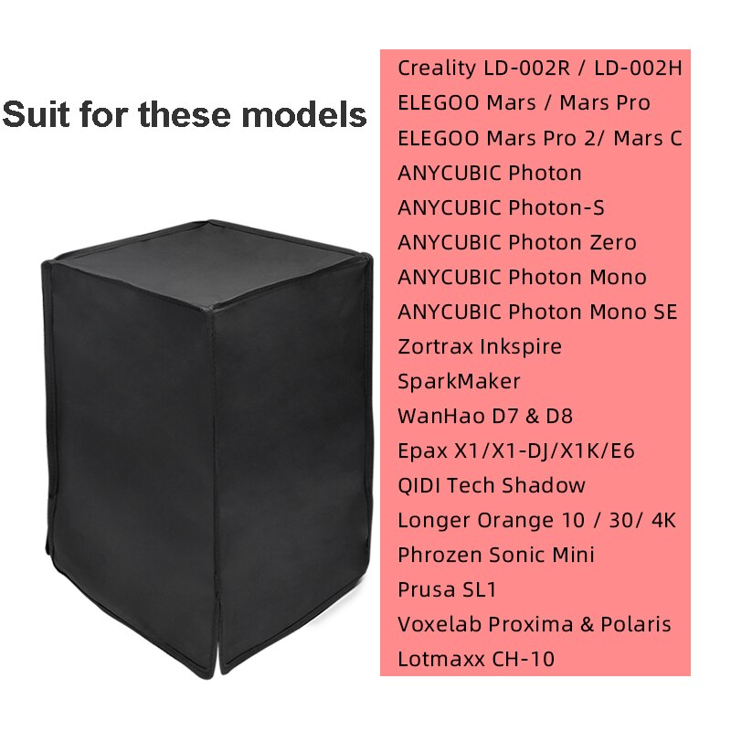 1pc Black 3D Printer Blackout Cover Enclosure Protection From Sunlight Dust Dirt Spill PVC Laminated Polyester Storage Sleeve