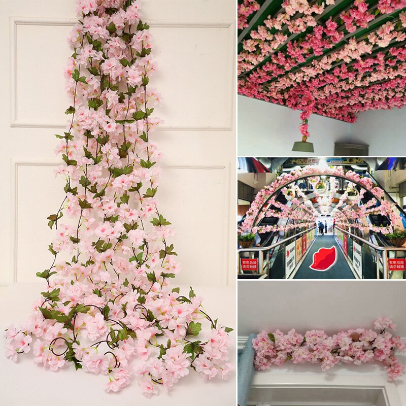 1 Uds. Guirnalda de flores artificiales, guirnalda de cerezas, telas no tejidas, tela de flores para pared, decoración de lujo para el hogar, decoración para el jardín