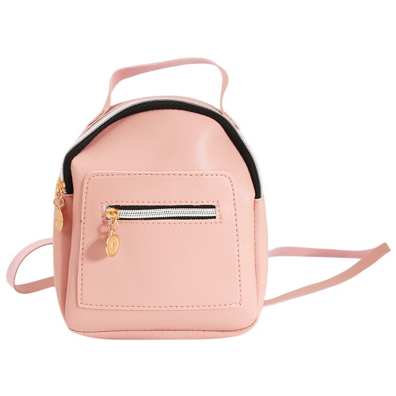 Mini Backpack Crossbody Bag For Teenage Girl PU leather Women Shoulder Phone Purse Female Backpack: Style 2 pink