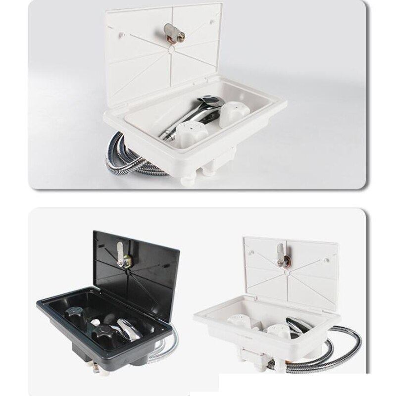 RV ship exterior shower room shower box and cold switch shower nozzle with metal hose modification