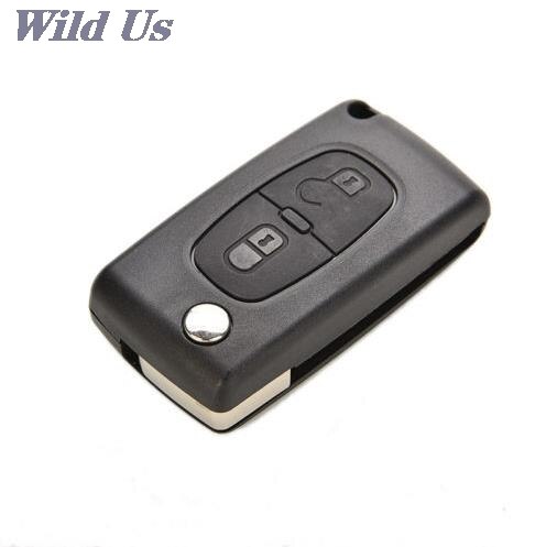 2 knappar fällbar nyckel skal plast fjärr bilnyckel skal lock nyckel skal byte peugeot 207 307 308