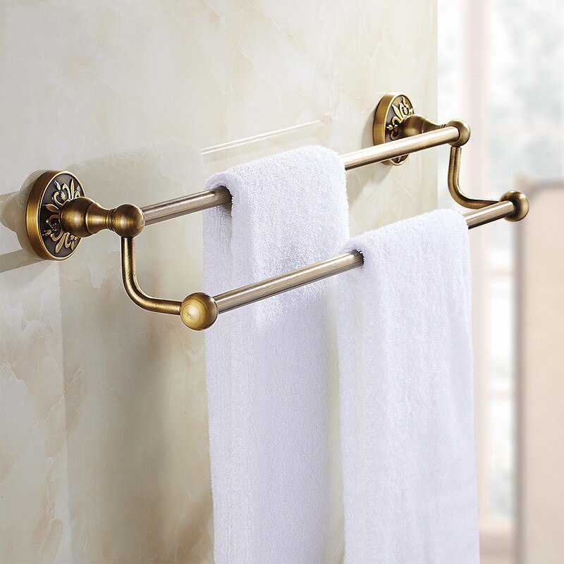 Conjunto de accesorios de baño antiguo de bronce tallado, accesorios de baño, estante de almacenamiento, toallero, porta pañuelos, cepillo de baño