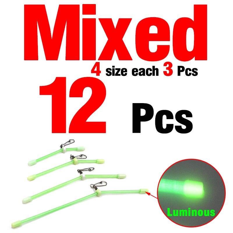 Mnft 12 stk havfiskeri plast lysrør balancebeslag hvid rullende snaplink anti-tangle bomme fiskegrej: Størrelse blandet 12 stk