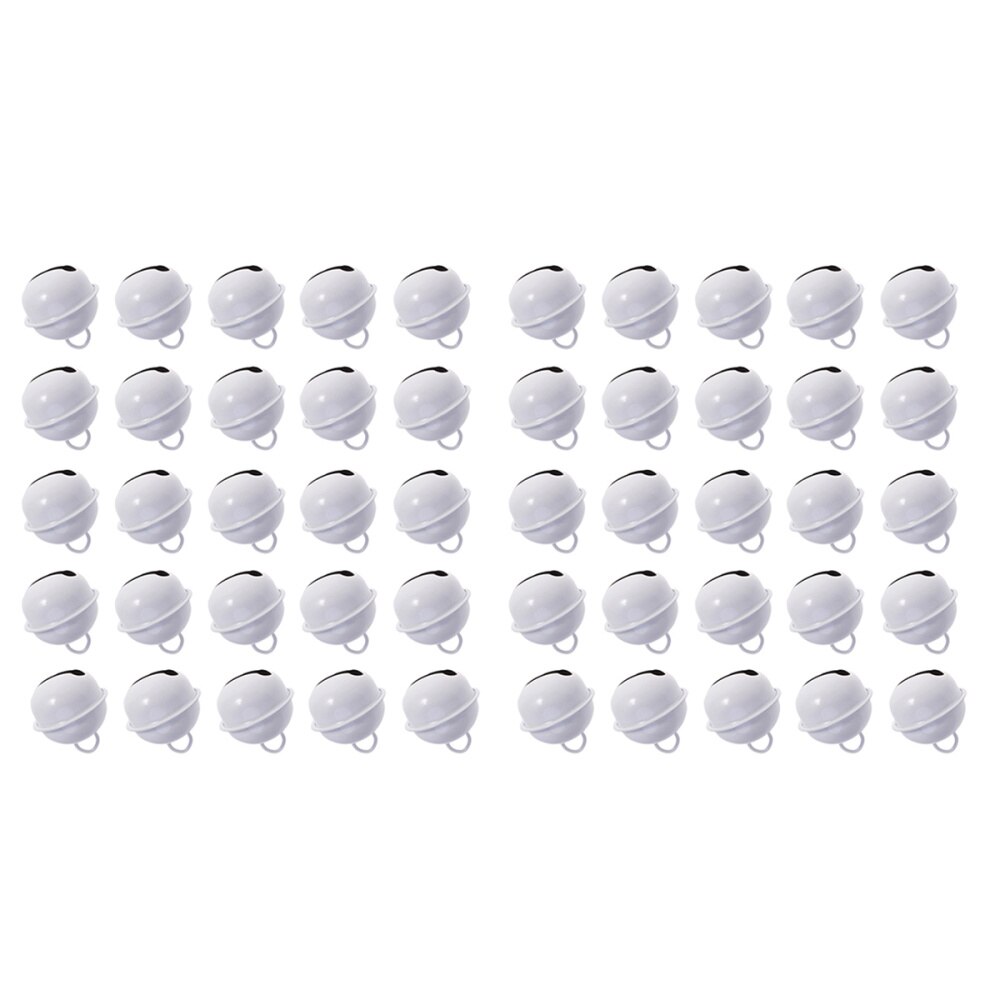 50 Stuks 22Mm Gekleurde Geschilderd Jingle Bells Metal Ronde Mini Bells Sieraden Ornamenten Kerst Decor Gebruik Hangers Voor Party christm: White