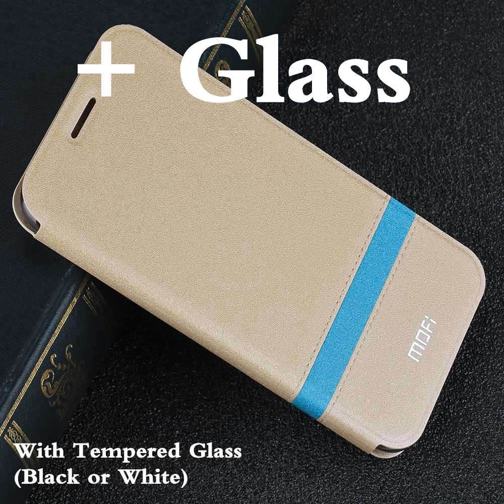 MOFi Flip Cover for Xiaomi Pocophone F1 Case for POCO F1 TPU Coque for Xiomi Mi Global Silicone Housing Folio Capa: Gold with Glass