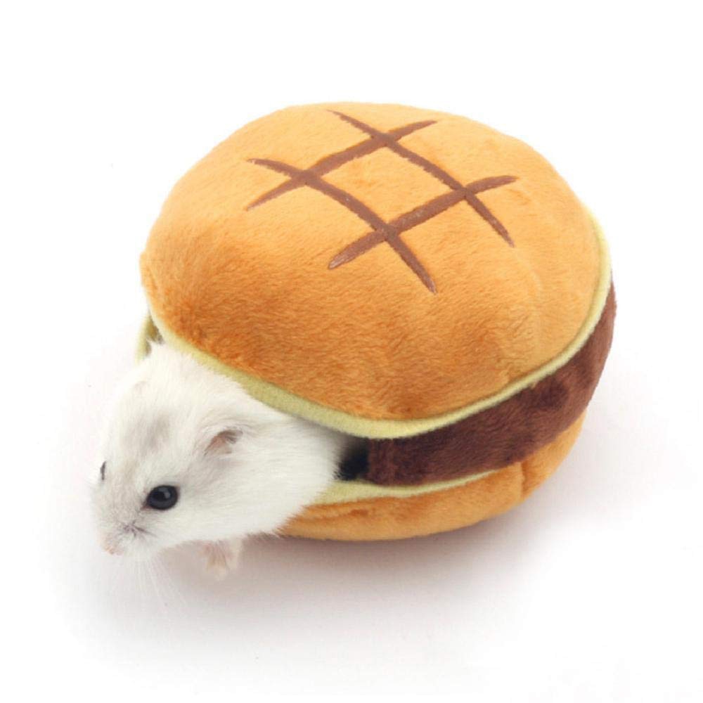 Nido colgante portátil para animales pequeños, caseta de nido de algodón con forma de hamburguesa, cama para jaula de hámster cálido para invierno