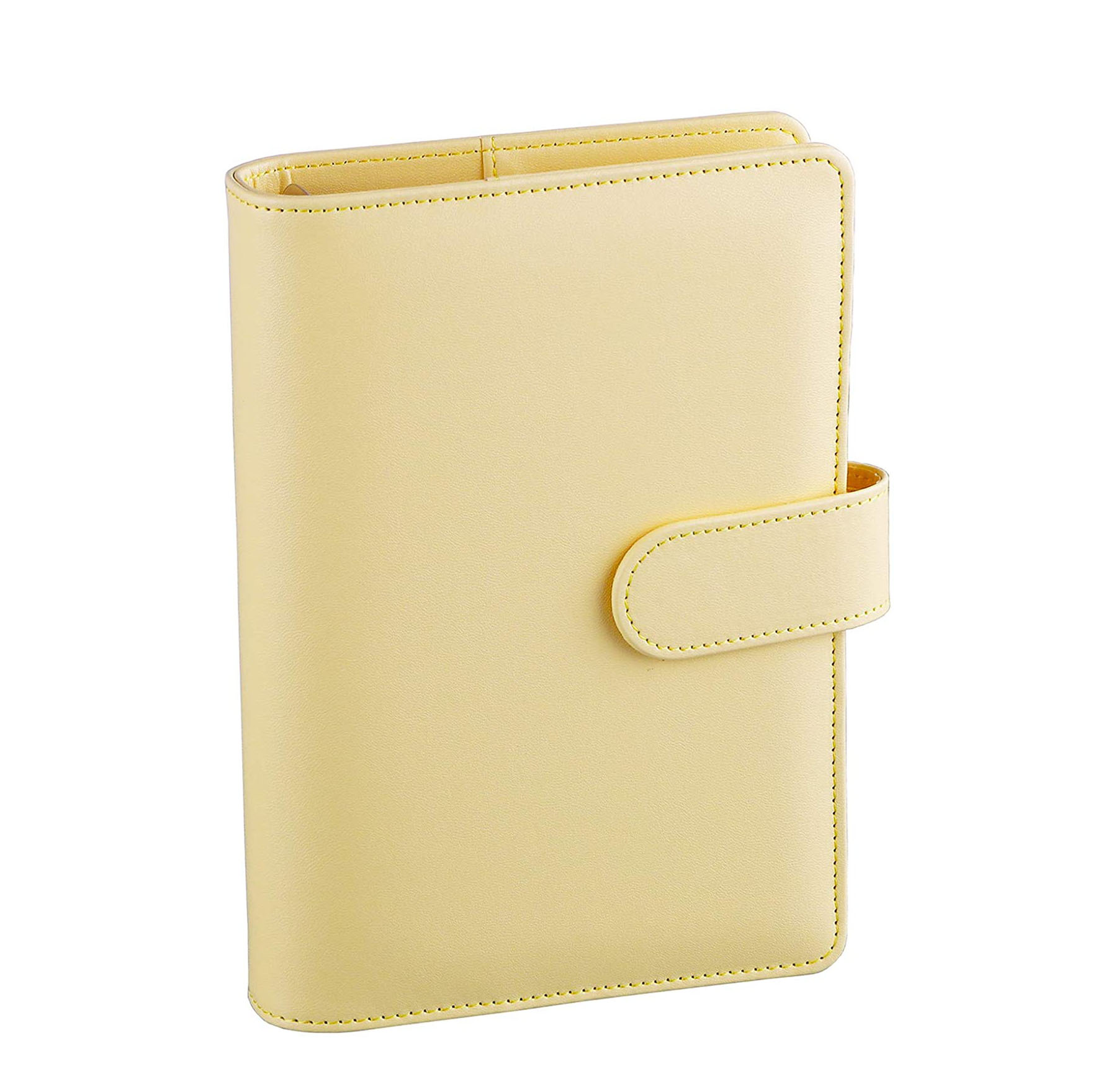 A6 Pu Lederen Notebook Losbladige Bindmiddel Hervulbare 6 Ringband Cover Met Magnetische Gesp Sluiting: Yellow