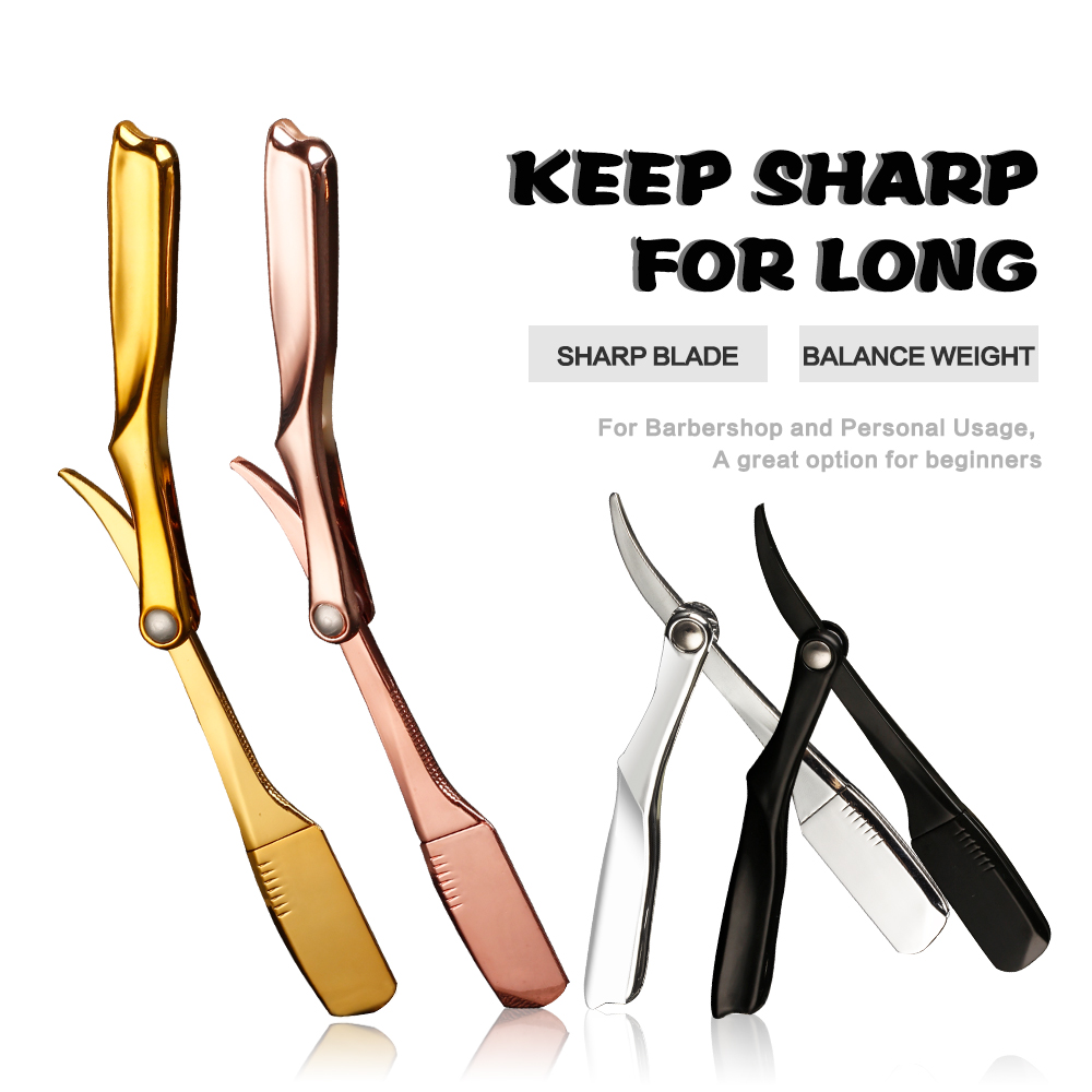 Maquinilla de afeitar Manual para Barba, afeitadora de pelo de mano plegable, herramientas de depilación (sin rebanada de afeitado), accesorios para peluquero y salón