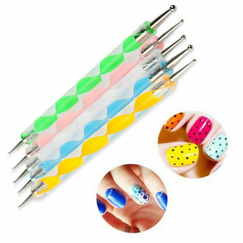 10 Uds 2Set 2 maneras de punteado pluma marbleización herramienta Nail Art Dot Paint Tools