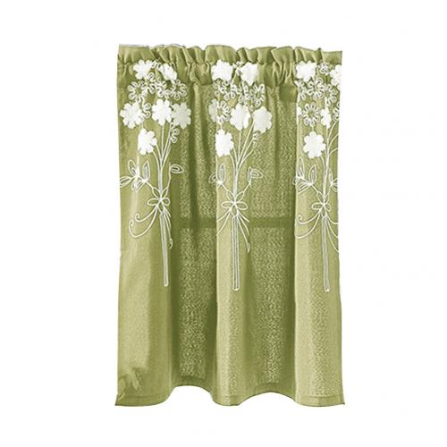 Solid Color Flower Pattern Kitchen Short Curtain Valance Drape Window Home Decor Short Kitchen Window Curtain Valance Home Decor: Green / L