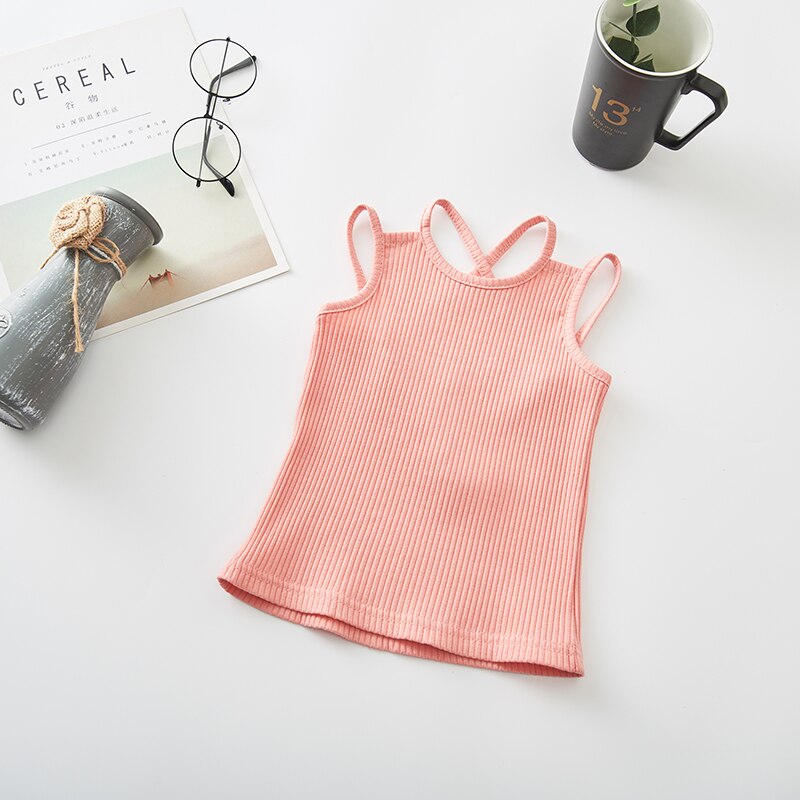 Débardeur décontracté en coton pour bébé fille, sous-vêtement pour enfant et adolescent, ZL729: Rose / 11